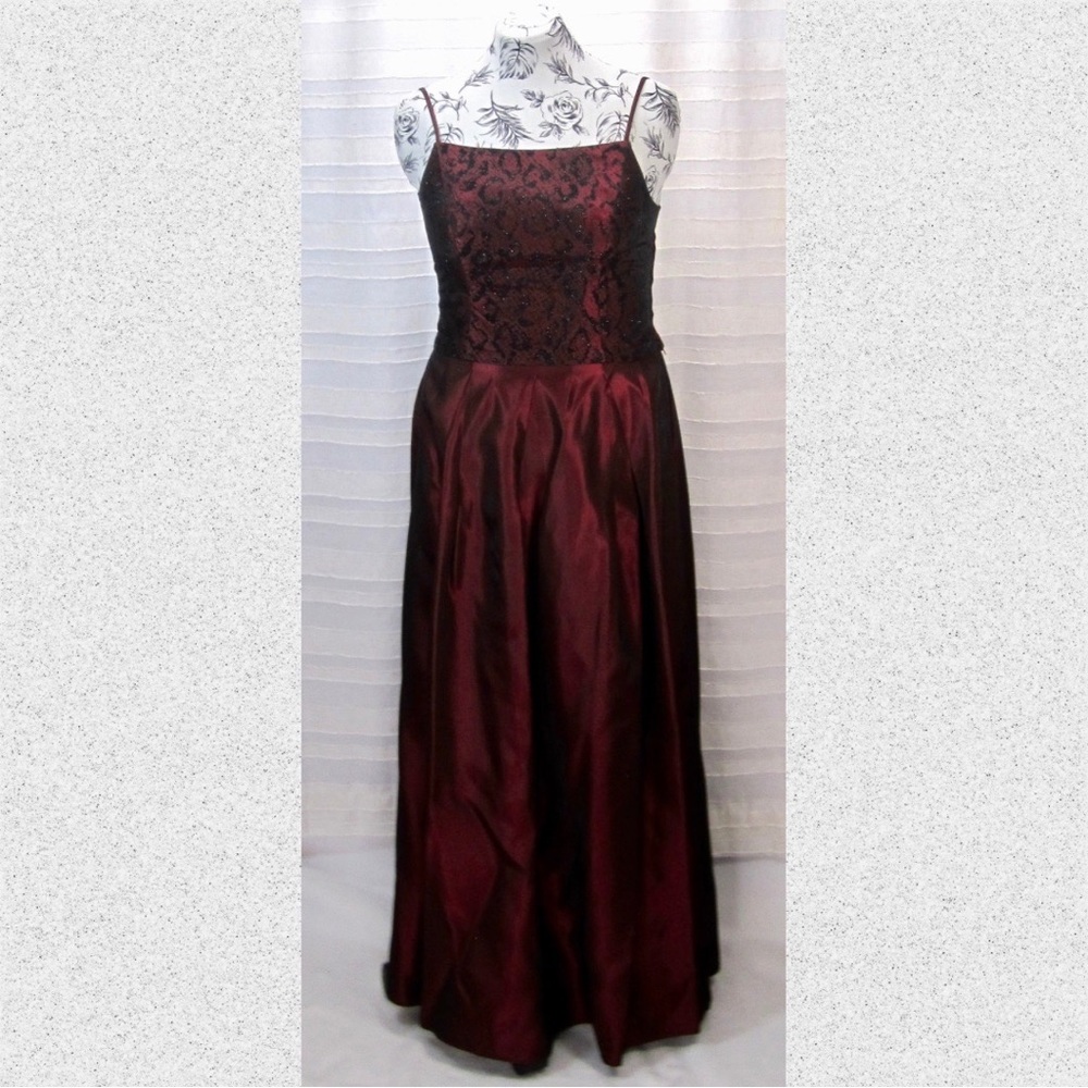 Vintage 90s Dark Red Iridescent Two-Piece Prom or Homecoming Dress - 11/12
